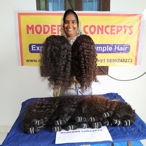 Extensions de Cheveux Humains de Temple Indien Vierges Bruts de Haute Qualité 100% Non Transformés 8-32 Pouces Bouclés Vague Naturelle Cheveux Humains - Product Image 4