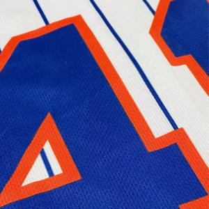 Breathable Quick Dry Custom <b>White</b> Baseball Jersey <b>Button</b> Up Team Shirt Blue Piping Trim OEM ODM Private Label Manufacturer - Product Image 5