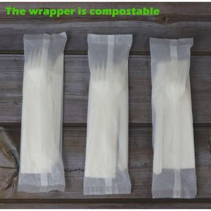 Juego de Cubiertos CPLA de 6 Pulgadas, 200 Unidades, Certificado por BPI, Envasados Individualmente en Bolsas Compostables, Alternativa Desechable para Fiestas - Product Image 3