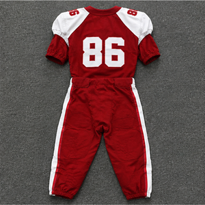 Red American Football Uniform Set For Boys V-neck Short Sleeve <b>Padded</b> Jersey With Belted <b>Pants</b> All Seasons Athletic Wear - Product Image 2