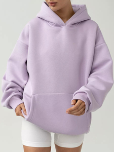 Sudaderas con capucha de hombros caídos para mujer, de material suave antibacteriano, de alta calidad, lisas, transpirables. - Product Image 2