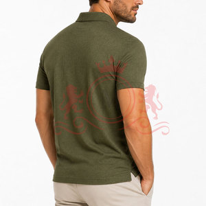 Polo Verde Oliva de Primera Calidad, Máxima Comodidad, Tela de Algodón Suave y Transpirable, Manga Corta, Estilo Casual para Uso Diario - Product Image 3