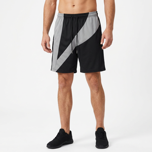 Pantalones Cortos Deportivos de Secado Rápido para Hombre, Diseño de Paneles Geométricos, Cintura Elástica, Estiramiento Frontal, Longitud Media, Ropa Deportiva para Actividades - Product Image 5