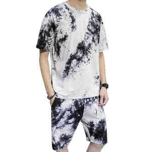 Conjunto de Dos Piezas de Verano para Hombre con Estampado Digital Personalizado al por Mayor – Camiseta y Pantalones Cortos de Poliéster Blanco Transpirable, Conjunto Casual - Product Image 1