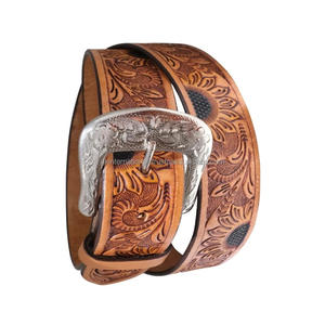 Premium Quality Cowhide <b>Men's</b> Fashion <b>Western</b> Leather Tooling <b>Belt</b> Sunflower Embossed Hand Carved Tooled Leather <b>Belts</b> - Product Image 5