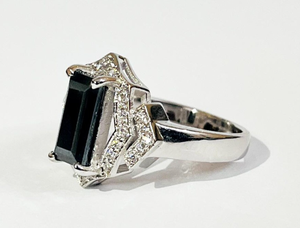 2 Carat Black <b>Emerald</b> Cut Moissanite <b>Ring</b> 925 Sterling <b>Silver</b> Made To The Customized Size Gift For Her - Product Image 3