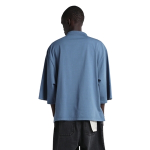 Polo Azul Oversize para Hombre, Corte Holgado, Hombros Caídos, Manga Corta, Estilo Urbano, Fabricante Mayorista - Product Image 2