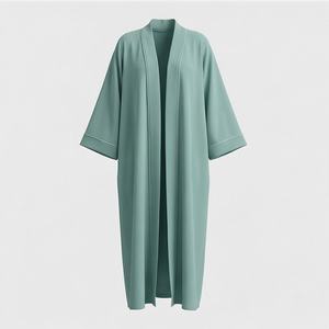 ชุดกิโมโนแบบ OEM ปี 2025 เสื้อคลุมอาบายะ ผ้าโพลีเอสเตอร์เนื้อนุ่ม ยืดหยุ่นสูง หนาขึ้น สำหรับผู้หญิงมุสลิม คอวี แขนยาว เหมาะสำหรับงานปาร์ตี้ รอมฎอน งานแต่งงาน - Product Image 1
