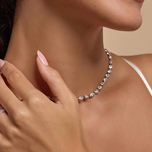 Collar de cadena tipo tenis con diamantes cultivados en laboratorio de 15 1/4 quilates de peso total, de formas variadas, brillante, joyería - Product Image 4