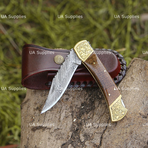 Hand Engraved Damascus Steel Clip Point Folding Knife Micarta Handle 0.5mm Thick Razor Sharp EDC <b>Tool</b> <b>for</b> Outdoor Sports Travel - Product Image 5