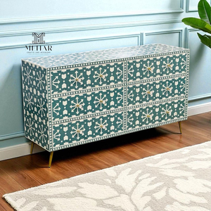 Mesa Consola Decorativa con Incrustaciones de Hueso, Diseño Art Deco, Mueble Elegante Hecho a Mano - Product Image 6