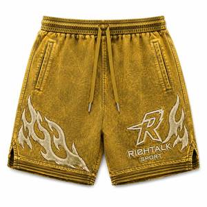 Pantalones Cortos Deportivos para Hombre, Diseño de Llama con Relieve Dorado, Cintura Elástica con Cordón, Transpirables, Peso Medio, para Verano - Product Image 1
