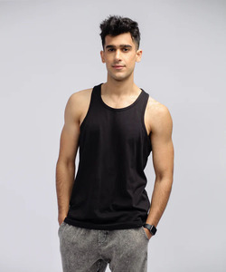Camiseta sin mangas de gimnasio informal de alta calidad para hombre, acanalada, transpirable, de secado rápido, para entrenamiento físico, con logotipo personalizado, chaleco personalizado - Product Image 3