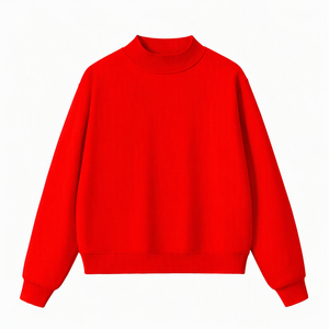 <b>Women's</b> Solid <b>White</b> Mock Neck <b>Sweatshirt</b> Heavyweight 380gsm Cotton Fleece Pullover - Product Image 4