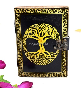 Journal en cuir de qualité super premium carnet de croquis Journal en cuir avec soleil et triple lune et symbole Pentacle - Product Image 4