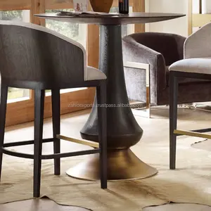 Table à manger en métal de luxe contemporaine avec surface en marbre finition couleur personnalisée, tables en métal fabriquées par Zahid Exports - Product Image 2