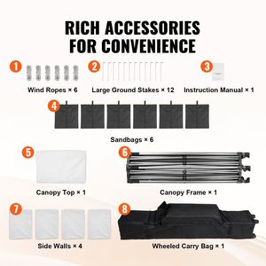Carpa Plegable de 10x20 Pies con Paredes Laterales Extraíbles, Gazebo Portátil Instantáneo en Bolsa con Ruedas, Resistente a los Rayos UV e Impermeable - Product Image 6