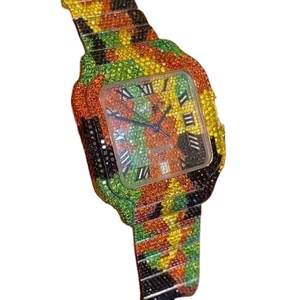 Hip Hop Classique En Acier Inoxydable Moissanite Diamant Montre Étanche Quartz Personnalisé Noir Blanc De Luxe Mode Pour Hommes - Product Image 3