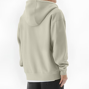 Sweat-shirt à capuche zippé pour homme, couleur unie, en molleton, coupe décontractée oversize, manches classiques, 100 % coton tricoté, pour l'automne et l'hiver - Product Image 2