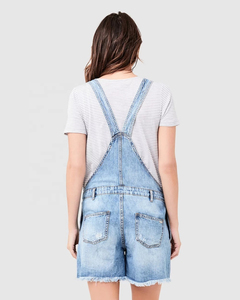 FLY HUMBLE SPORTSWEAR 2025 Combinaison de maternité grande taille pour femme, style été, short en jean déchiré, ensemble une pièce, combinaison moulante - Product Image 1
