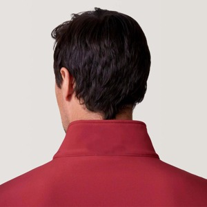 Veste en polaire rouge pour homme, col montant, fermeture éclair, vêtement décontracté d'automne, coupe régulière, matière en polyester tricoté coupe-vent - Product Image 6