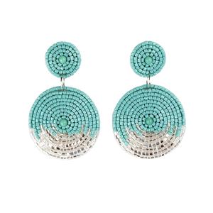 ต่างหูลูกปัดสีรุ้งคู่ทำด้วยมือลายคลื่นแบบคลาสสิกหลายวงอินเดียแฟชั่นการออกแบบเพชรเครื่องประดับวันหยุด - Product Image 4