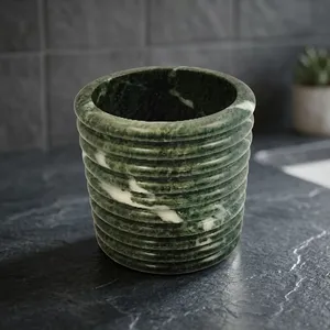 Vase rond en marbre pour table, décoration intérieure minimaliste, salon, durable, toutes saisons - Product Image 4