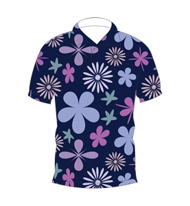 เสื้อโปโลพิมพ์ลายดอกไม้สีม่วงกรมท่าสำหรับผู้ชาย แขนสั้น แฟชั่นลำลองฤดูร้อน สไตล์ฮาวาย เสื้อกอล์ฟ - Product Image 1