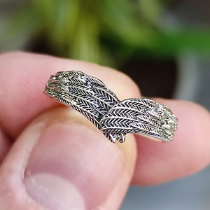 Handmade Dainty Band <b>Ring</b> <b>for</b> <b>Men</b> Women Vintage Style Angel Hug Feather Wings Everyday Wear Sterling <b>Silver</b> <b>Ring</b> - Product Image 3