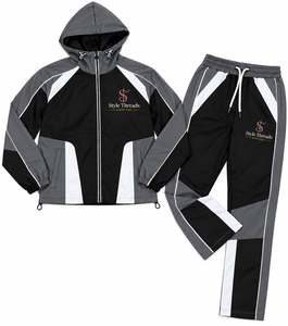 <b>Tracksuit</b> Set <b>Pink</b> Black White Color Blocking Hooded Zipper Full Sleeve Sporty Design for Adults Full Sleeve Drawstring Closure - Product Image 3