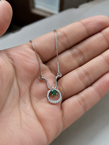 Collier pendentif cercle en argent sterling 925 avec CZ bleu et design ondulé moderne pour femmes - Product Image 5