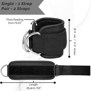 Hot Sale Cotton Padded Adjustable Leg <b>Weight</b> Straps Ankle Cuffs with D-Ring for Gym Workout and Fitness Training - Product Image 2