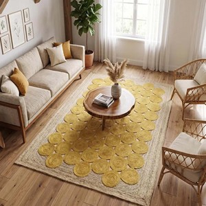 Natural Green Jute Area <b>Rug</b> Rectangle Handmade Woven Braided Carpet Eco Friendly Farmhouse <b>Boho</b> Home Floor Decor <b>Rug</b> - Product Image 6