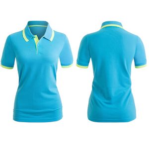เสื้อเชิ้ตแขนสั้นสีน้ำเงินสำหรับผู้หญิง ผ้าฝ้าย 100% ปักลายถัก สีพื้น ลำลอง ปกคอปก ทรงปกติ - Product Image 1