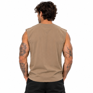 Nouveau style, look premium, débardeur en tricot sans manches pour homme, taille plus, col rond, impression numérique, logo sur le devant, chemise décontractée pour l'entraînement - Product Image 2