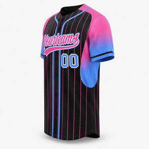 Personalized Black Pink Blue Pinstripe Baseball Jersey Team Uniform Anti-Bacterial V-neck Sleeveless Quick Dry Sports Shirt <b>Men</b> - Product Image 4