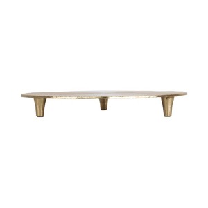 Plateau de rangement rond plaqué or, finition texturée, design minimaliste, compartiment unique, pour utilisation dans le salon - Product Image 6
