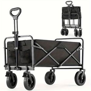 All-Terrain 220LBS Heavy Duty Utility Garden Cart 1pc Collapsible Foldable Wagon with Beach Lawn Sports Cam for <b>Camping</b> - Product Image 3