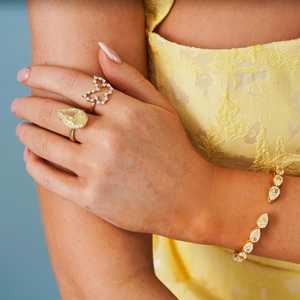 Bagues de fiançailles 10 carats, diamant jaune canari taille poire, serti clos à quatre griffes, bague de cocktail de luxe, en or massif 14K 18K - Product Image 5