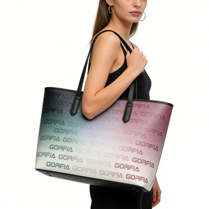 Trendy Designer Gradient Embossed Letter Tote Bag Large Capacity PU Leather Shoulder Bag with <b>Matching</b> Pouch 2PCS Set - Product Image 1