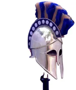 Mũ Bảo Hiểm Corinthian Hy Lạp Thời Trung Cổ Có Thể Đeo Được Lông Màu Xanh Và Vàng Từ Tập Đoàn Tmoha