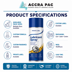 Private Label Lubricant <b>Spray</b> Aerosol Multi Purpose Anti Rust <b>Metal</b> Care 400 ml OEM Manufacturing - Product Image 5