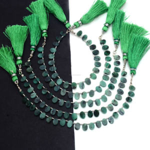 Verde Esmeralda Natural, venta al por mayor, cuentas de 6 pulgadas, 7x5, 8x6 MM, hebra de piedras preciosas de forma ovalada lisa, uso para la fabricación de joyas - Product Image 2