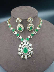 Amaira Jewels Gold Plated Silver <b>Statement</b> <b>Necklace</b> & Matching Earrings Set Women's Ethnic Engagement Jewelry - Product Image 6