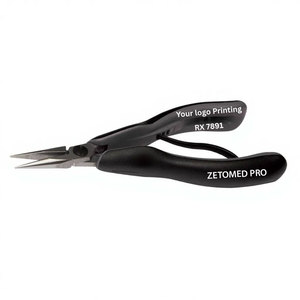 Pince à bec d'oie en acier inoxydable, mâchoires dentelées en acier inoxydable, poignée ergonomique en 2 composants, outils professionnels pour bijoux - Product Image 1