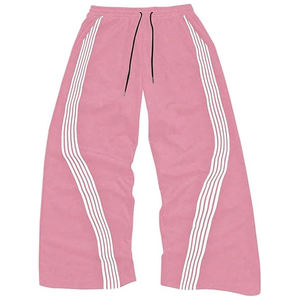 Pantalones Deportivos Naranjas para Hombre con Rayas Blancas, Cintura Elástica con Cordón, Pantalones Casuales para Correr - Product Image 3