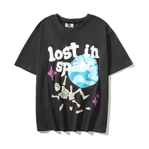 เสื้อยืดพิมพ์ลายฟอยล์ทรงโอเวอร์ไซส์ แขนสั้น ทรงหลวม สไตล์ลำลอง ผ้าฝ้าย ใส่สบาย เหมาะกับสตรีทแวร์ เสื้อผู้ชายทรงโอเวอร์ไซส์ ทรงบ็อกซี่ ไหล่ตก - Product Image 2