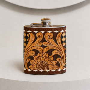 Latest Arrival Checkered Pattern Handcrafted Genuine Cow <b>Leather</b> Hip Flask Stainless Steel Pocket Flask Leak Proof Whiskey Flask - Product Image 4