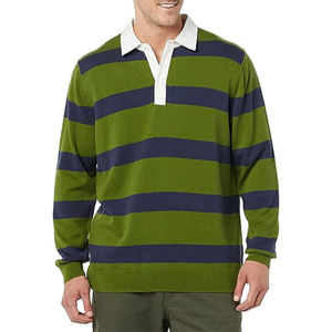 Suéter de Cuello Camisero Negro de Manga Larga para Hombre, Jersey de Algodón Sólido de Corte Regular para Todas las Temporadas - Product Image 4