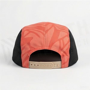 5-Panel Sport Cap <b>Black</b> Orange Geometric Print Mesh Breathable Fitted Unisex Outdoor Spring Summer Adult Hat - Product Image 2